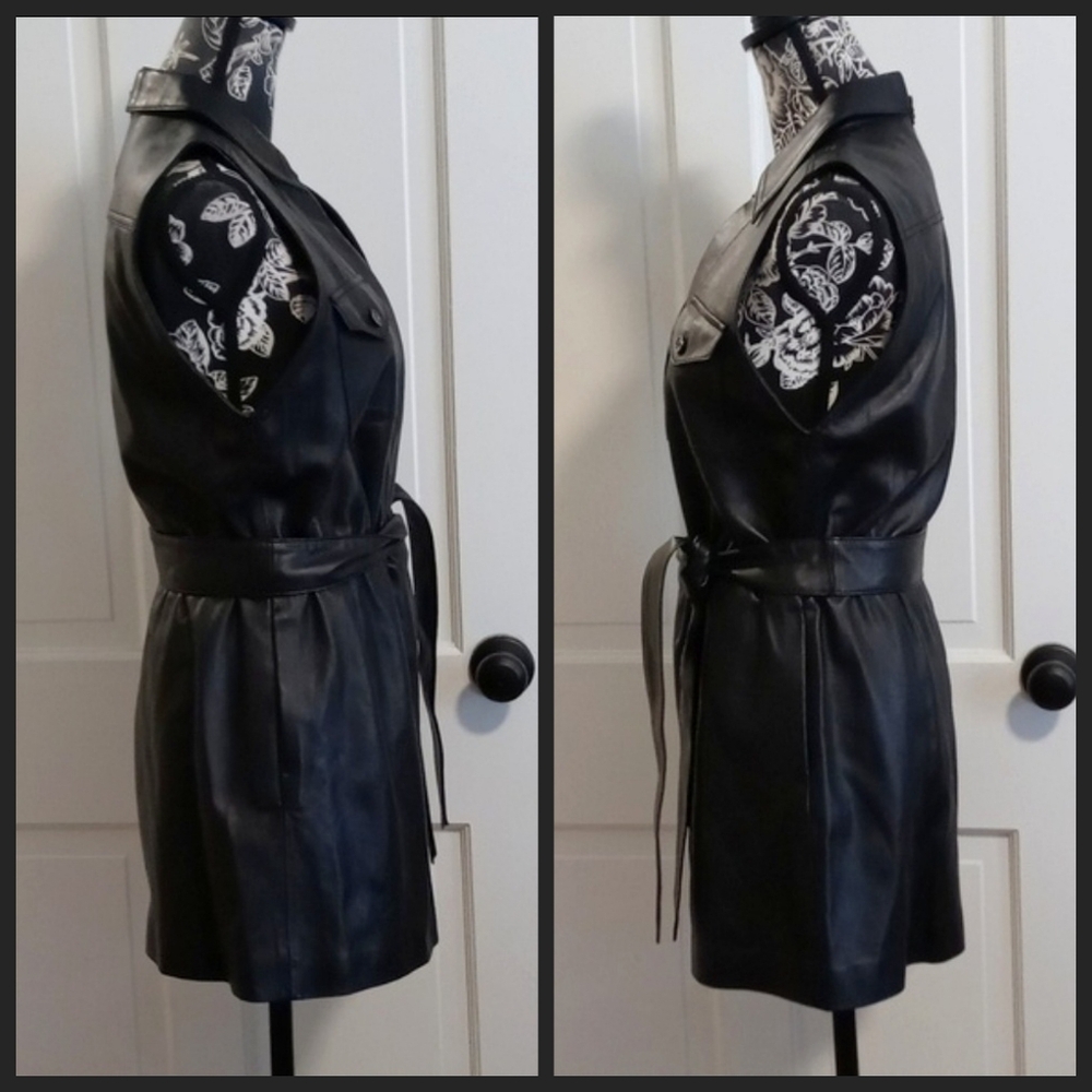 🆕️ 🖤Alice + Olivia🖤 - Black Lamb Leather Sleeveless Romper - Picture 5 of 16